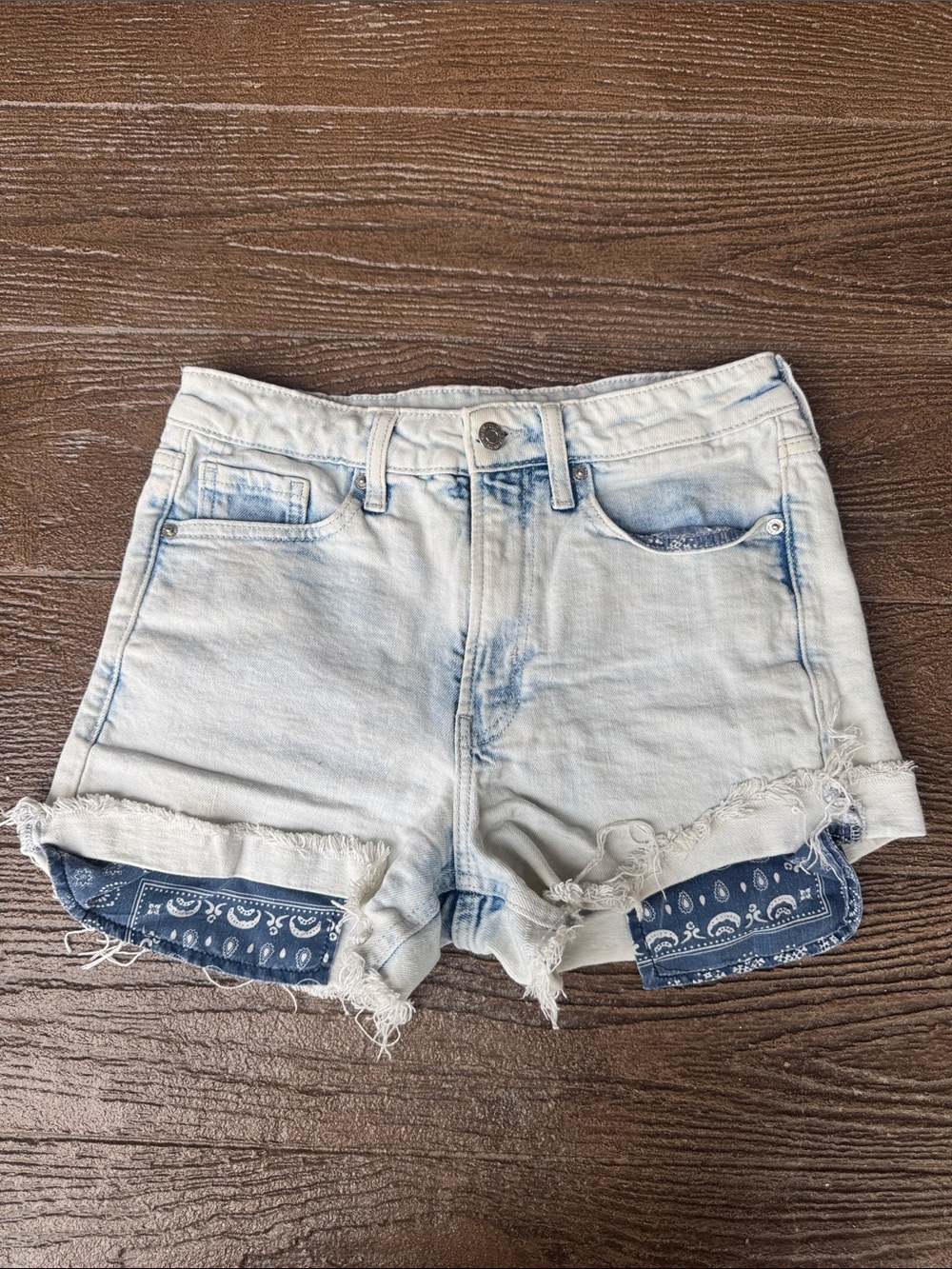 Light Blue High-Rise Denim Shorts